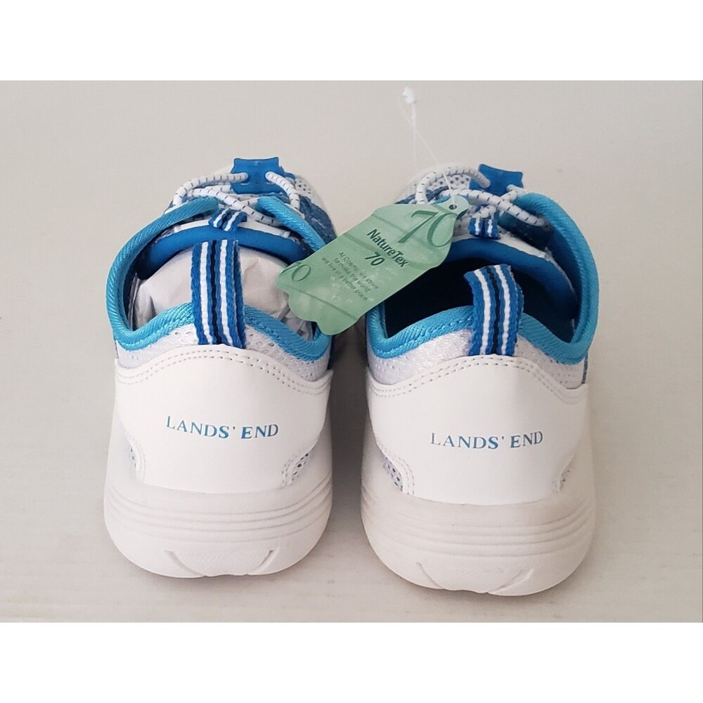 NEW Lands End Womens 6 Med White Blue Mesh Slip-on Athletic Water Shoes W Box - Picture 6 of 16